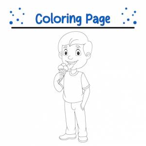 Мальчик для раскраски ест мороженое