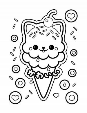 Раскраски кошка мороженое