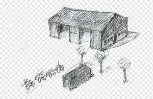 Line art House Cartoon Sketch, дом, угол, белый, мультфильм png