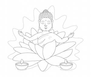 Раскраска будда с лотосом