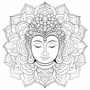 Иллюстрация раскраски для взрослых симметричная мандала будды