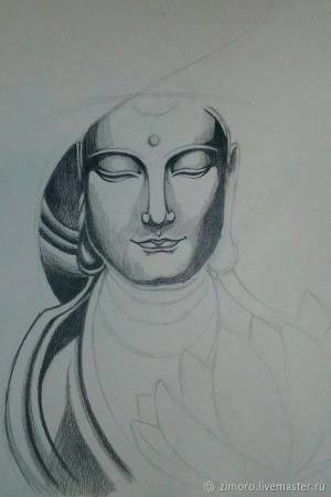 Рисуем простым карандашом изображение Будды