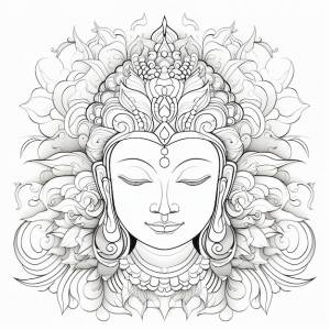 Иллюстрация раскраски для взрослых симметричная мандала будды