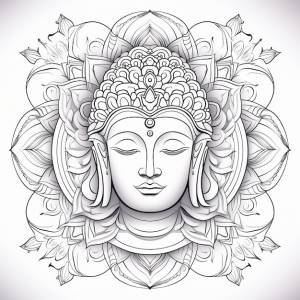Иллюстрация раскраски для взрослых симметричная мандала будды