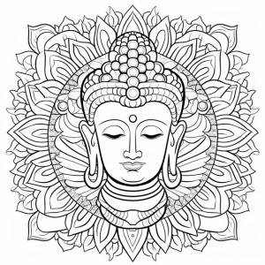 Иллюстрация раскраски для взрослых симметричная мандала будды