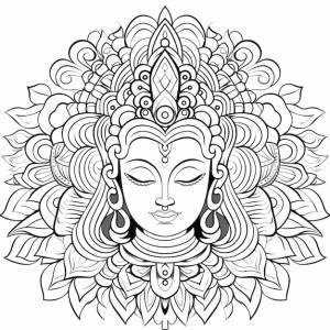 Иллюстрация раскраски для взрослых симметричная мандала будды