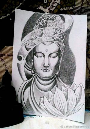 Рисуем простым карандашом изображение Будды