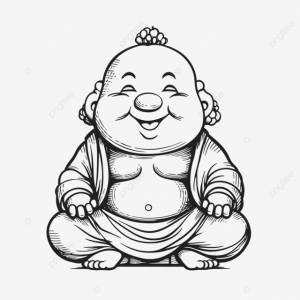рисунок черно белая иллюстрация улыбающегося будды рисующего изолированный набросок вектор PNG , рисунок крыла, рисунок крысы, черно белый рисунок PNG картинки и пнг рисунок для й загрузки