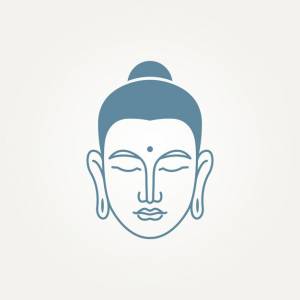 Изолированная голова будды простая линия искусства шаблон векторной иллюстрации дизайн