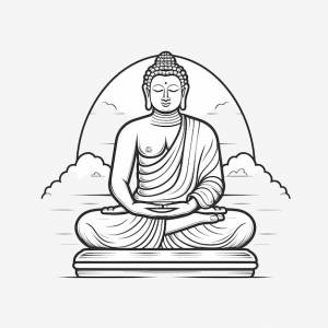 Эскиз ручной рисунок одной линии искусства раскраски страницы рисунок линии лорд будда день