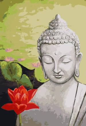 картина по номерам Красиво Красим Будда и красный Лотос, 60 х 90 см, цены на Мегамаркет