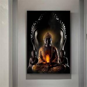 Массив дерева Рама Современный Абстрактный Бог Будда Холст Живопись Портрет Буддизм Плакаты и принты Настенные картины Гостиная Домашний декор