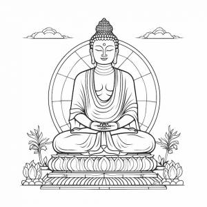 Эскиз ручной рисунок одной линии искусства раскраски страницы рисунок линии лорд будда день