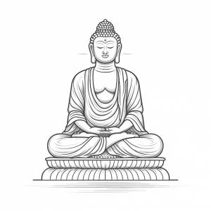 Эскиз ручной рисунок одной линии искусства раскраски страницы рисунок линии лорд будда день