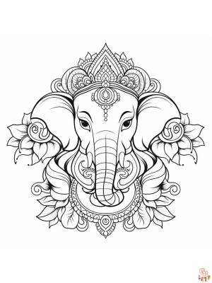 Раскраски Ганеша для печати  для детей и взрослых