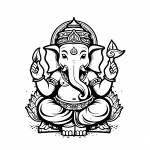 Эскиз ручной рисунок одной линии искусства раскраски страницы рисунок линии счастливый ганеш чатуртхи день