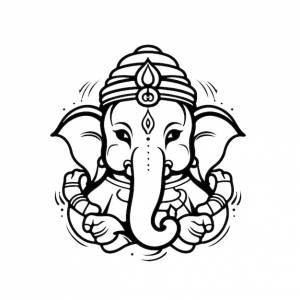 Эскиз ручной рисунок одной линии искусства раскраски страницы рисунок линии счастливый ганеш чатуртхи день