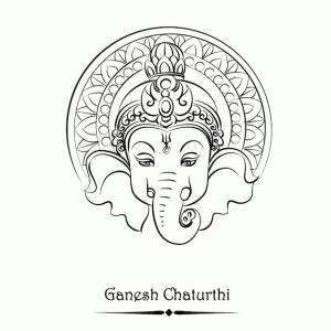 Лорд ганеша рисует линию векторной иллюстрации