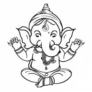 Ганеш джаянти лорд ганеша рисованной мультфильм наклейка иконка концепция изолированная иллюстрация