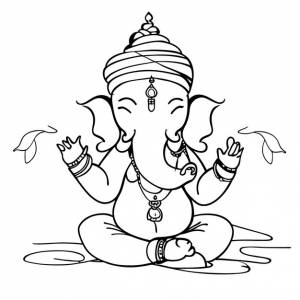 Ганеш джаянти лорд ганеша рисованной мультфильм наклейка иконка концепция изолированная иллюстрация