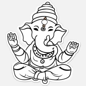Ганеш джаянти лорд ганеша рисованной мультфильм наклейка иконка концепция изолированная иллюстрация