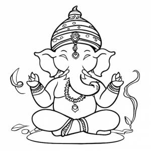 Ганеш джаянти лорд ганеша рисованной мультфильм наклейка иконка концепция изолированная иллюстрация