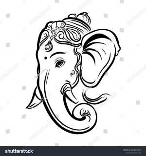 Lord Ganesha Side View Lineart Hand