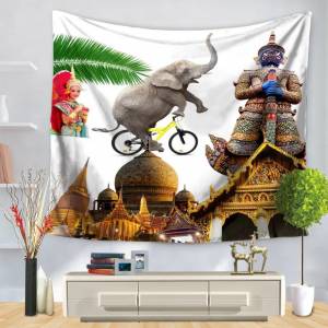 Домашний Декоративный Настенный Ковер, гобелен, прямоугольное покрывало, мультяшный Индийский Слон, рисунок ganesha GT1232
