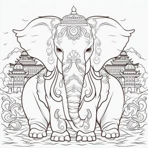 Раскраски слона с короной на голове генеративный ии
