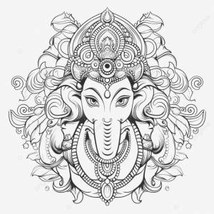 Индуистский бог Ганеша эскиз рисования линий PNG , индуизм, господин, Бог PNG рисунок для й загрузки