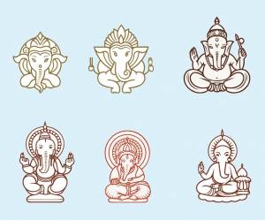 Ганеша, господь мудрости, коллекция различных дизайнов