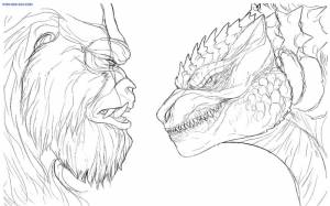 Раскраска Кинг-Конг и Годзилла