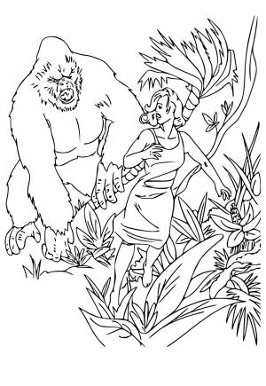 Раскраска Кинг Конг Гнаться