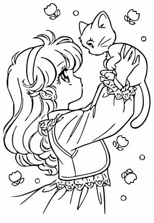 Раскраска Аниме Котенок