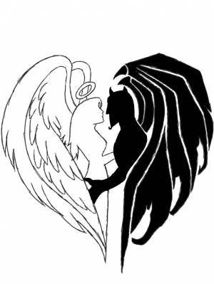 Рисунки для срисовки ангел и демон