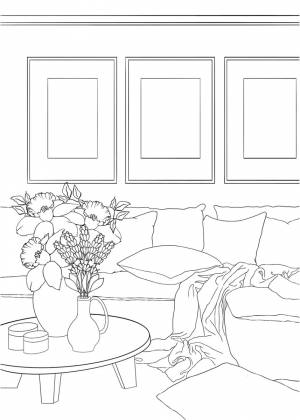 Раскраска скетчбук OUTLINES Interior Designer Дизайн интерьера OUTLINES