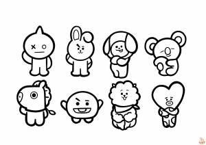 Бесплатные раскраски BT21 для печати