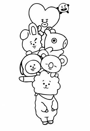 Раскраска БТ21 Друзья