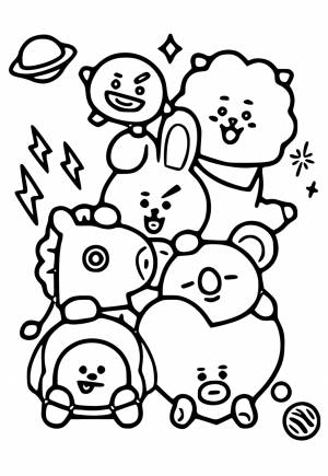 Раскраска БТ21 Персонажи