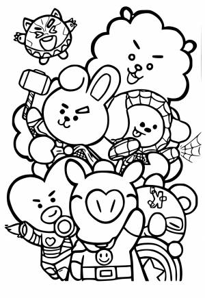 Раскраска БТ21 Персонажи , Рисунок и Картинка