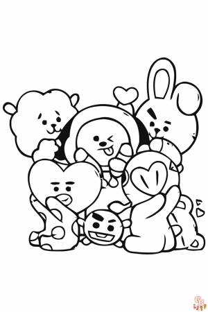 Бесплатные раскраски BT21 для печати