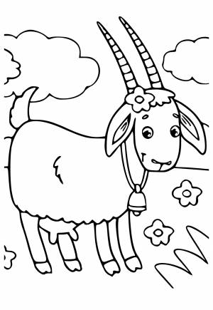 Раскраска Козел Цветы