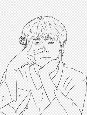 Штриховой рисунок BTS Рисование Кровавый пот и слезы Война гормонов, дао даца, белый, лицо, другие png