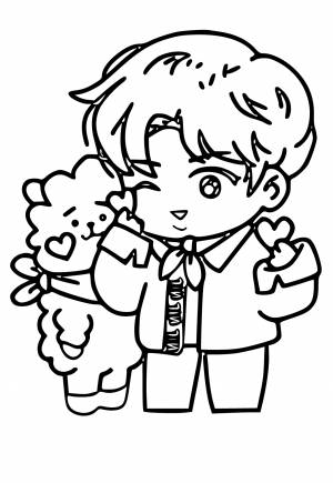 Раскраска БТС Милый , Рисунок и Картинка