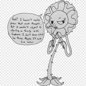 Рисунок Cuphead Мультяшный, cuphead цветок, любовь, млекопитающее, текст png