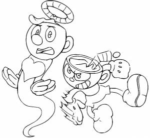 Раскраска Cuphead Fighting