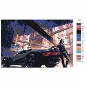 Cyberpunk Авто Раскраска картина по номерам на холсте Z-AB343
