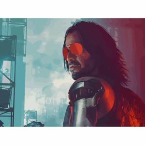 Картина по номерам на холсте рисование Cyberpunk 2077 Джонни Сильверхенд Киану Ривз