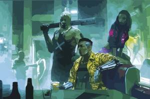 Картина по номерам на холсте рисование киберпанк cyberpunk 2077 ночной клуб с мафией