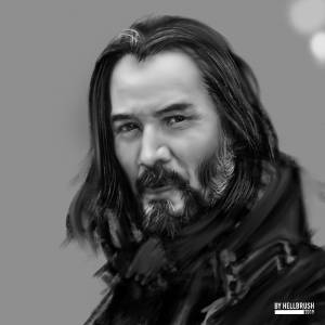 Нарисовал фан арт Keanu Reeves в духе сyberpunk